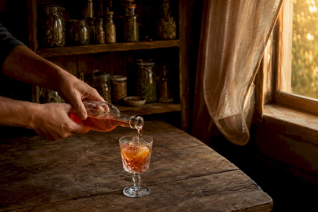 Verser le Spritz dans un petit bocal pour le conserver