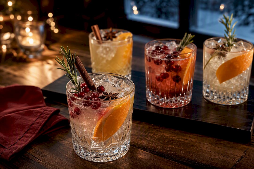 Quatre cocktails hivernaux au gin pour une table de fête