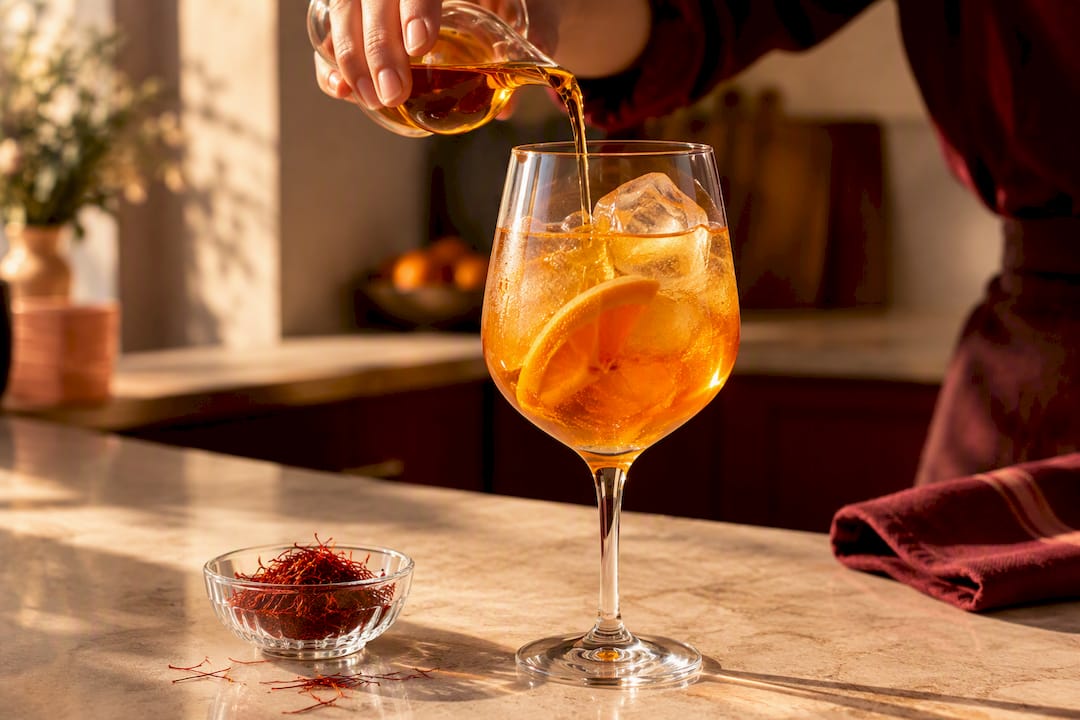 Recette de spritz au safran : version maison et sirop facile